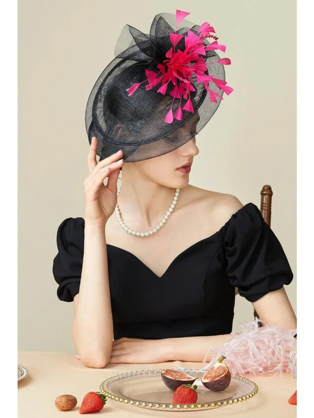 Elegant Feather Fascinator Hair Clip for Tea Party, Derby, Bridal, Wedding
